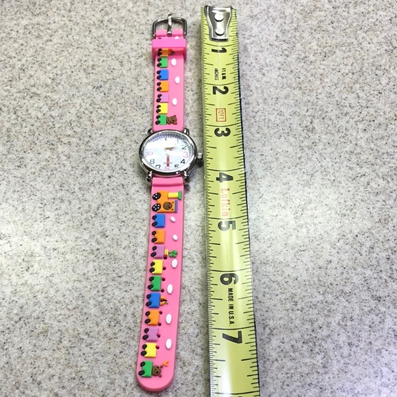 Kids Watch Pink Band with Train on the band. - Picture 2 of 8